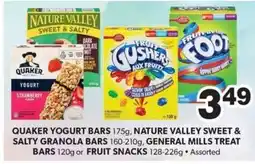 Colemans Quaker yogurt bars nature valley sweet & salty granola bars general mills treat bars fruit snacks offer