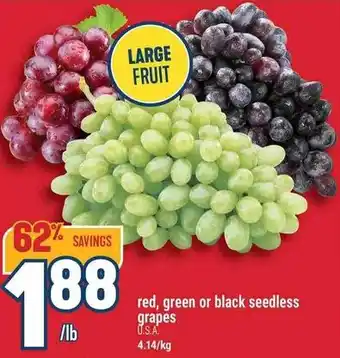 Marché Adonis red green or black seedless grapes offer