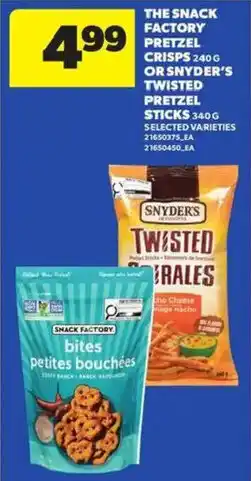 Atlantic Superstore The snack factory pretzel crisps or snyder's twisted pretzel sticks offer