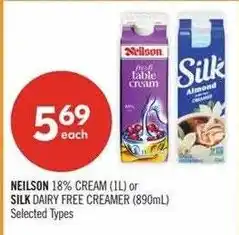 Shoppers Drug Mart Neilson 18% cream or silk dairy free creamer offer