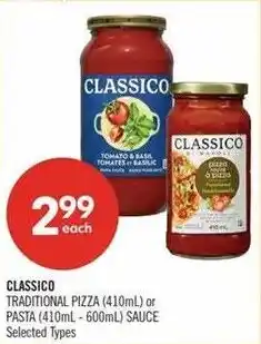 Shoppers Drug Mart Classico traditional pizza or pasta sauce offer