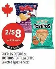Shoppers Drug Mart Ruffles or Tostitos tortilla chips offer