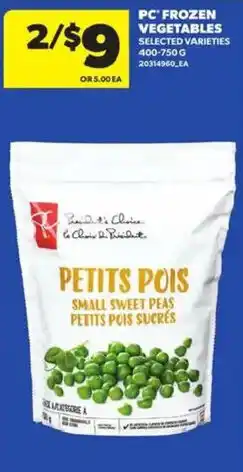 Atlantic Superstore PC frozen vegetables small sweet peas offer