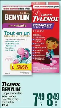 Jean Coutu Tylenol benylin sirops pour enfant selected syrups for children offer