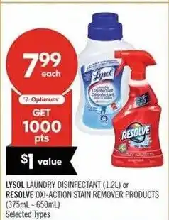 Shoppers Drug Mart Lysol laundry disinfectant or resolve oxi-action stain remover products offer