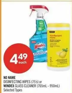 Shoppers Drug Mart No Name disinfecting wipes or Windex glass cleaner offer