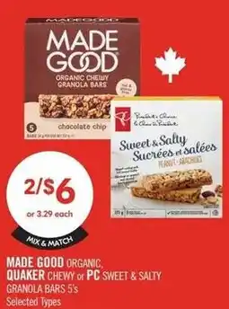 Shoppers Drug Mart Made Good organic chewy granola bars offer