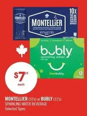 Shoppers Drug Mart Montellier or Bubly sparkling water beverage offer