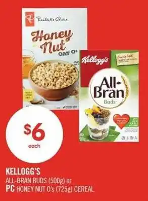 Shoppers Drug Mart Kellogg's All-bran buds or PC honey nut o's cereal offer