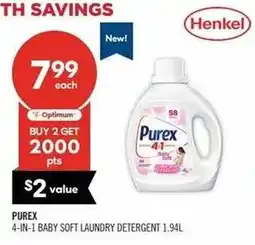 Shoppers Drug Mart Purex 4-in-1 baby soft laundry detergent offer