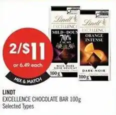 Shoppers Drug Mart Lindt excellence chocolate bar offer