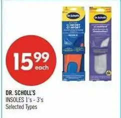 Shoppers Drug Mart Dr. Scholl's insoles 1's - 3's offer