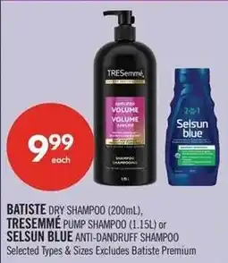 Shoppers Drug Mart Batiste dry shampoo or Tresemme pump shampoo or Selsun blue anti-dandruff shampoo offer