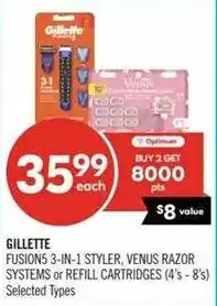 Shoppers Drug Mart Gillette Fusions 3-in-1 Styler, Venus Razor Systems or Refill Cartridges offer