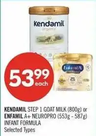 Shoppers Drug Mart Kendamil step 1 goat milk or enfamil a+ neupro offer