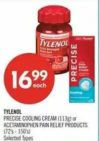 Shoppers Drug Mart Tylenol precise cooling cream or acetaminophen pain relief products offer