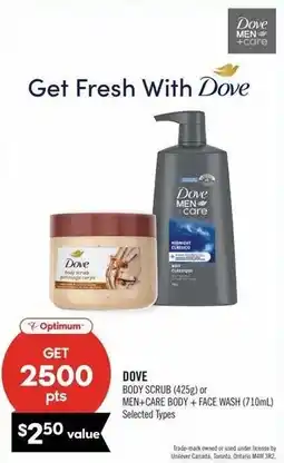 Shoppers Drug Mart Dove men care body scrub or men care body + face wash offer