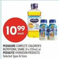 Shoppers Drug Mart Pediasure complete children's nutritional shake or pedialyte hydration products offer