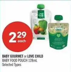 Shoppers Drug Mart Baby gourmet or love child baby food pouch offer