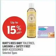 Shoppers Drug Mart Burt's Bees baby toiletries, Lansinoh or safety first baby accessories offer