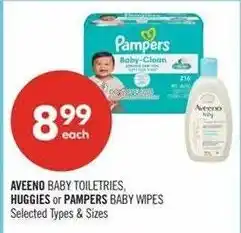 Shoppers Drug Mart Aveeno baby toiletries, huggies or pampers baby wipes offer