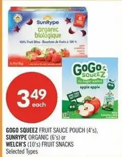 Shoppers Drug Mart Gogo squeeze fruit sauce pouch offer