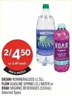 Shoppers Drug Mart Dasani remineralized spring water or roar organic beverages offer