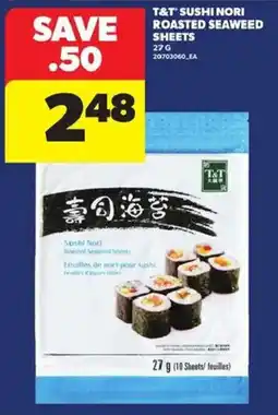 Atlantic Superstore T&T sushi nori roasted seaweed sheets offer