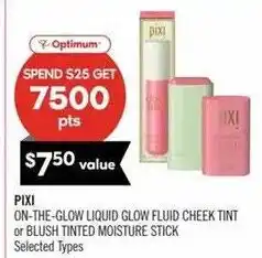 Shoppers Drug Mart Pixi on-the-glow liquid glow fluid cheek tint or blush tinted moisture stick offer