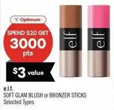 Shoppers Drug Mart e.l.f. soft glam blush or bronzer sticks offer