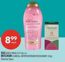 Shoppers Drug Mart Ogx body wash or mitchum clinical antiperspirant/deodorant offer