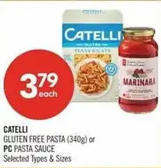 Shoppers Drug Mart Catelli gluten free pasta or pc pasta sauce offer
