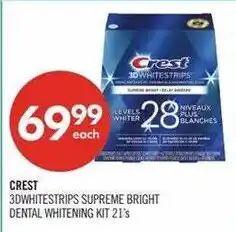 Shoppers Drug Mart Crest 30 whitestrips supreme bright dental whitening kit offer