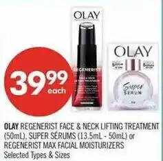 Shoppers Drug Mart Olay regenerist face & neck lifting treatment offer