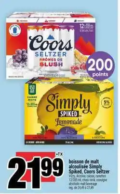 Super C boisson de malt alcoolisée Simply Spiked, Coors Seltzer offer