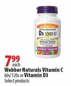 London Drugs Webber Naturals Vitamin C 60s/120s or Vitamin D3 offer