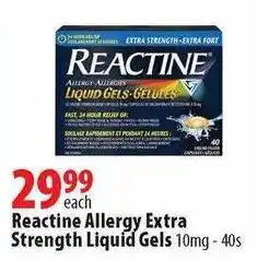 London Drugs Reactine Allergy Extra Strength Liquid Gels offer
