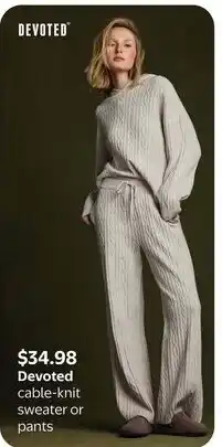 Walmart Devoted cable-knit sweater or pants offer