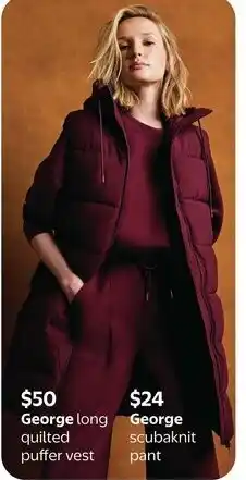 Walmart George long quilted puffer vest offer