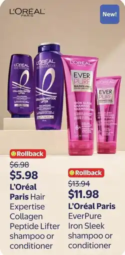 Walmart L'Oréal Paris Hair Expertise Collagen Peptide Lifter shampoo or conditioner offer