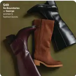Walmart No Boundaries or George women's fashion boots offer