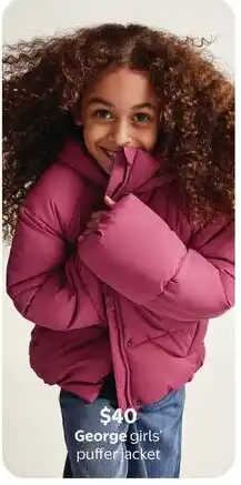 Walmart George girls' puffer jacket offer