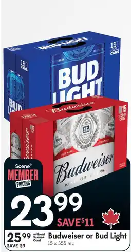Sobeys Liquor Budweiser or Bud Light offer