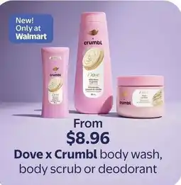 Walmart Dove x Crumbl body wash, body scrub or deodorant offer