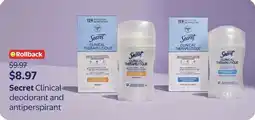 Walmart Secret Clinical deodorant and antiperspirant offer