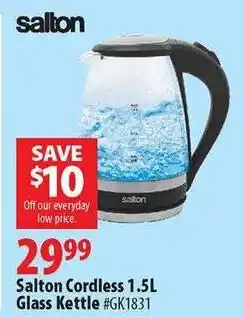 London Drugs Salton Cordless Glass Kettle offer