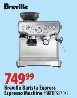 London Drugs Breville Barista Express Espresso Machine #BREBES870XL offer