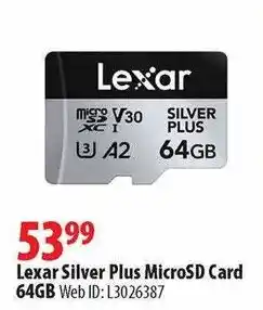London Drugs Lexar Silver Plus MicroSD Card 64GB offer