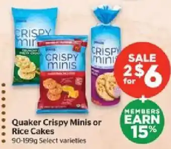 Calgary Co-op Quaker Crispy Minis or Rice Cakes offer
