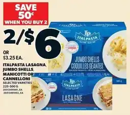 Independent Grocer Italpasta lasagna, jumbo shells, manicotti or cannelloni offer
